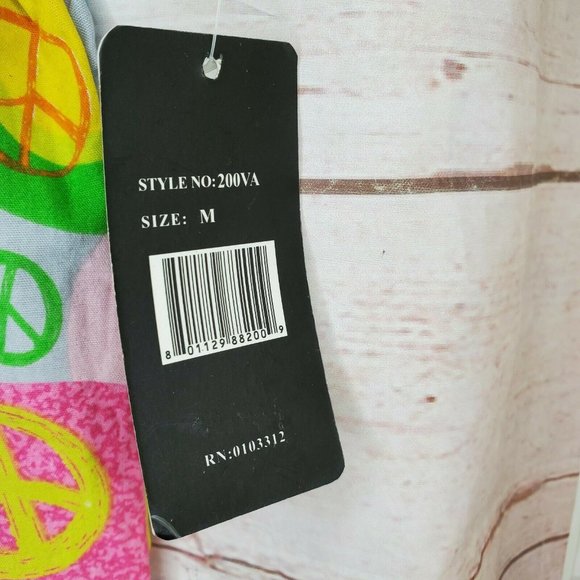 Just Love Medical Scrub Top Medium Pink Multi Colored Peace Signs - Picture 2 of 12